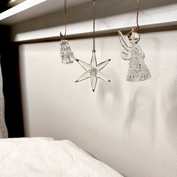 Set of 3 Crystal Glass Christmas Ornaments, Vantage, in box - Picture 10 of 15